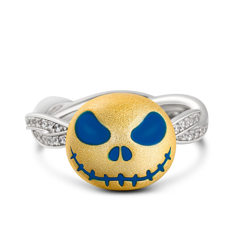 Jeulia "King of Night" Skull Design Luminous Sterling Silver Rotating Ring