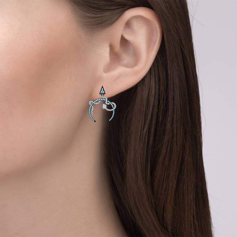 Jeulia "Interwoven Snake with Crescent" Sterling Silver Earrings