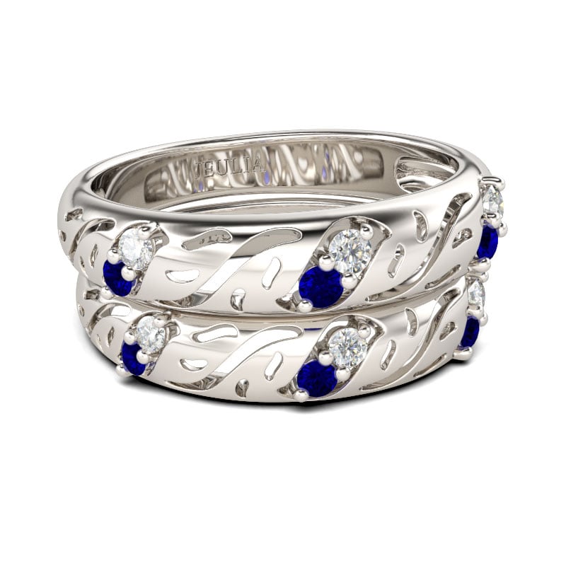 Jeulia Hollow Out Sterling Silver Band Set