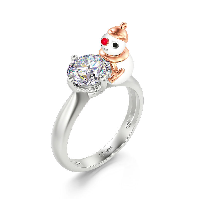 Jeulia Hug Me "Frosty Snowman" Round Cut Sterling Silver Ring