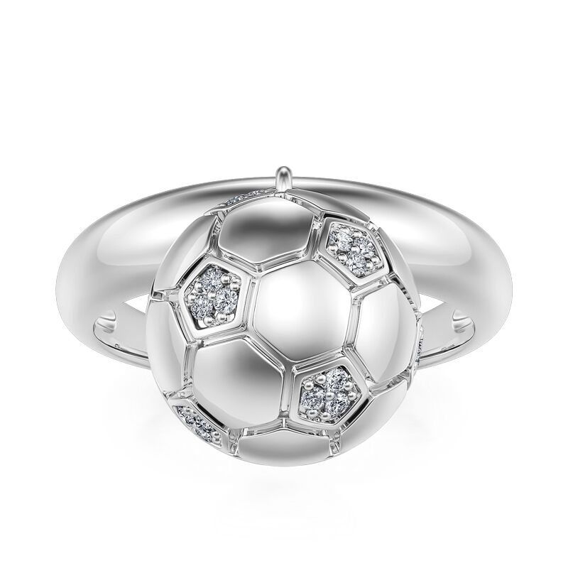 Jeulia "I Love Football" Sterling Silver Dangle Ring