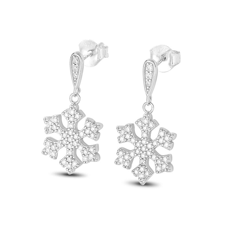 Jeulia Fancy Snowflake Sterling Silver Drop Earrings