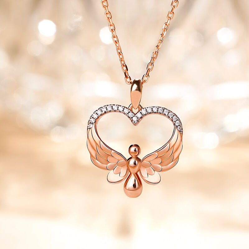 Jeulia Flying Angel Heart Pendant Sterling Silver Necklace