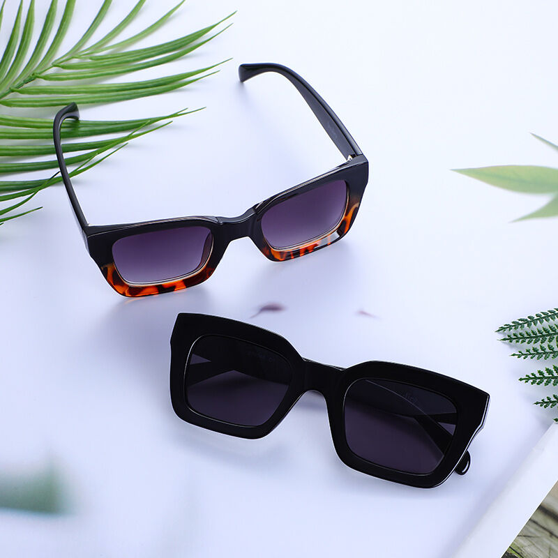 Jeulia "Futureland" Rectangle Black Tortoise/Grey Unisex Sunglasses