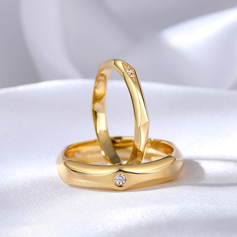 Jeulia "Minimalism" Classic Design Sterling Silver Couple Rings