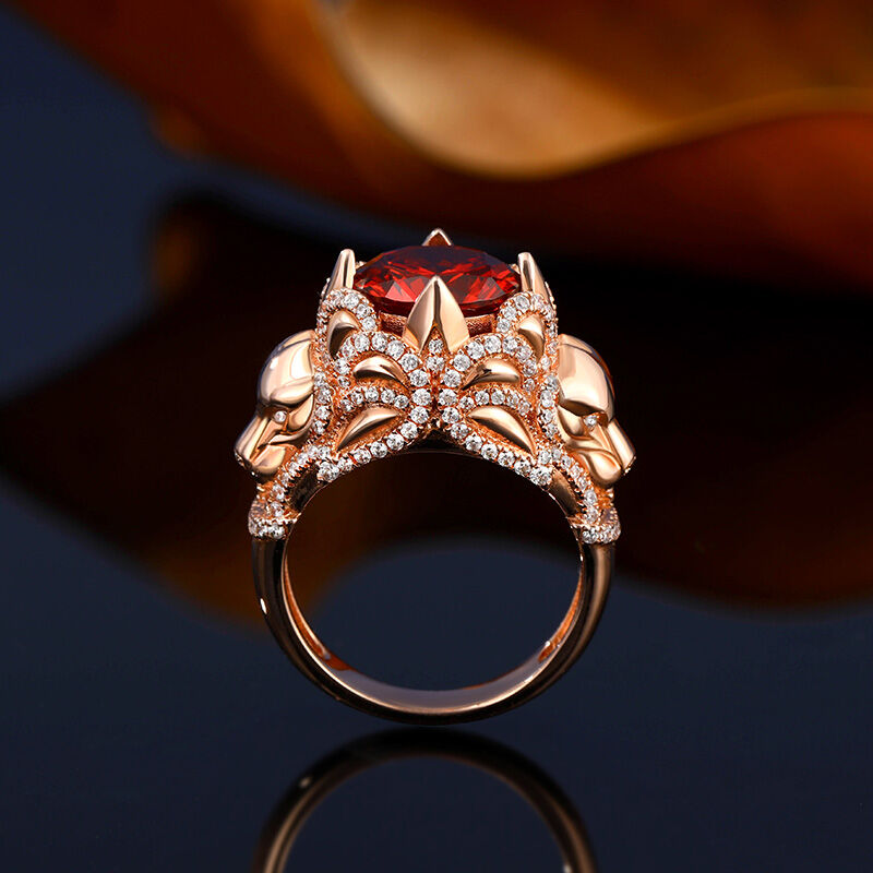 Jeulia "King of Beasts" Lion Round Cut Sterling Silver Ring