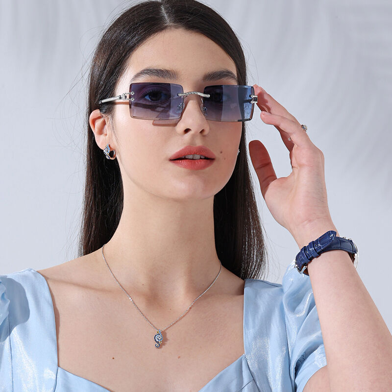 Jeulia "Hue Fantasy" Rechteck Blauer Farbverlauf Randlose Unisex-Sonnenbrille