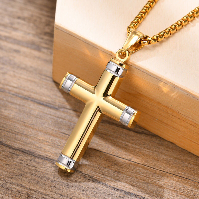 Jeulia Cross Design Stainless Steel Men's Necklace