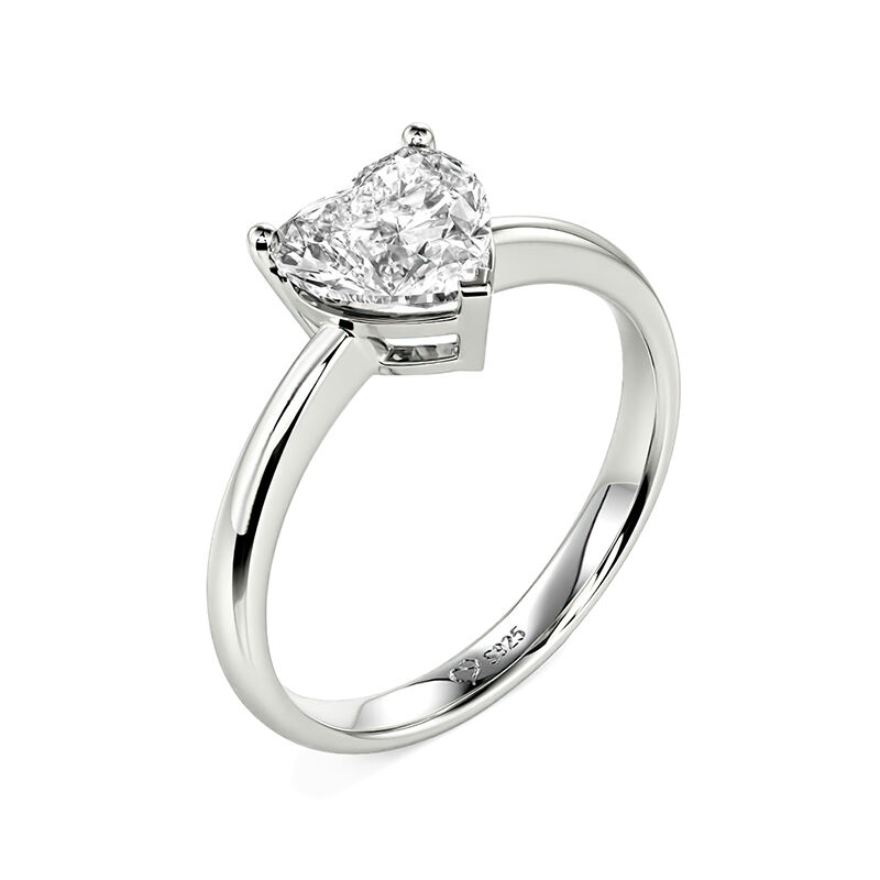 Jeulia Heart Cut Solitaire Sterling Silver Engagement Ring