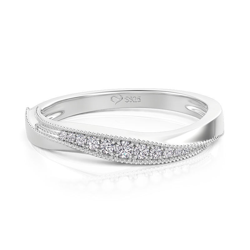 Jeulia Klassisk Våg Dam Evighetsring i Sterling Silver