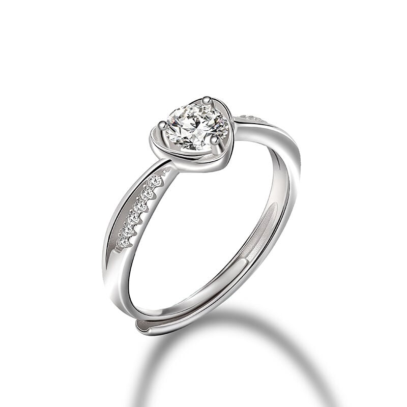 Jeulia Simple Twist Heart Eternity Ring Round Cut Sterling Silver