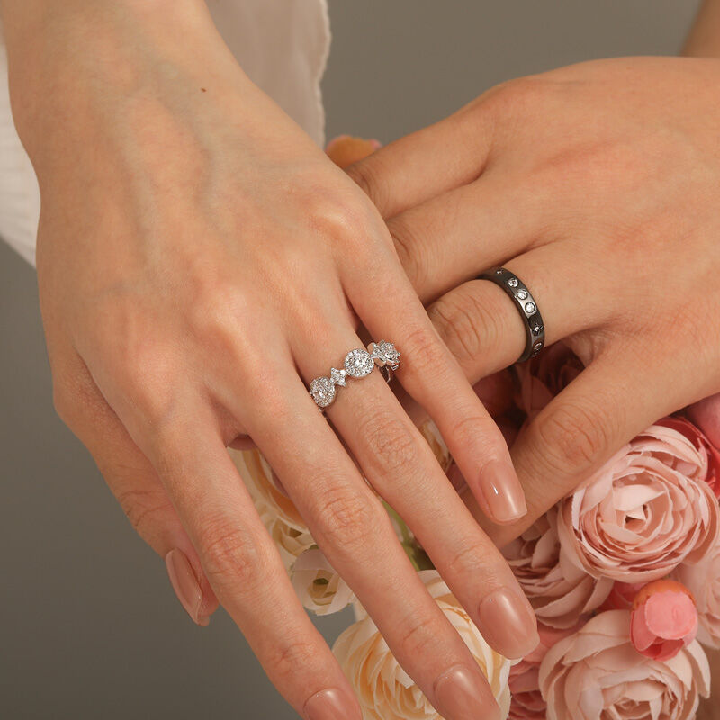 Jeulia Anello di Coppia Stelle Celesti in Argento Sterling