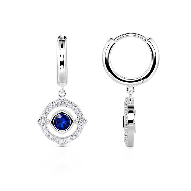 Jeulia Pendientes de Aro Contorno con Montura Halo y Piedra de Nacimiento Personalizada
