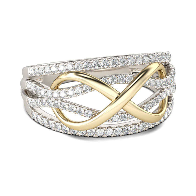 Jeulia Two Tone Infinity Sterling Silver Women's Band