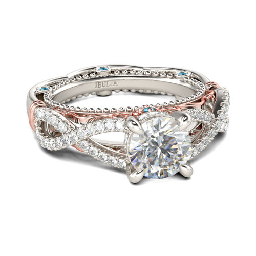 Jeulia Milgrain Intertwined Round Cut Sterling Silver Ring