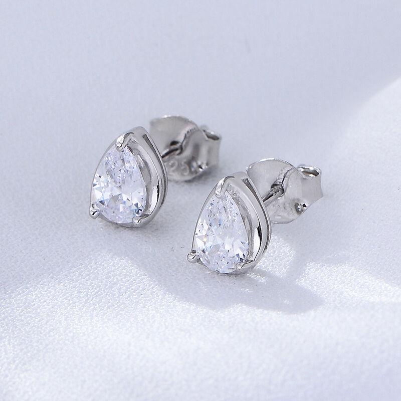 Jeulia Pear Cut Sterling Silver Stud Earrings
