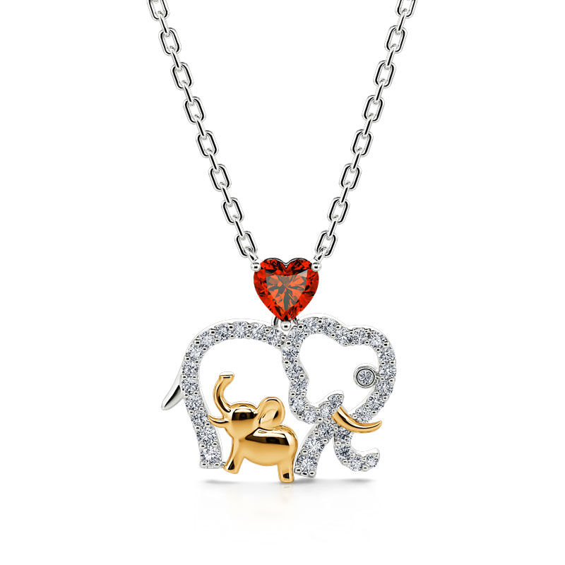 Jeulia "Accompany with You Forever" Lucky Elephant Mom and Baby Sterling Silver Necklace