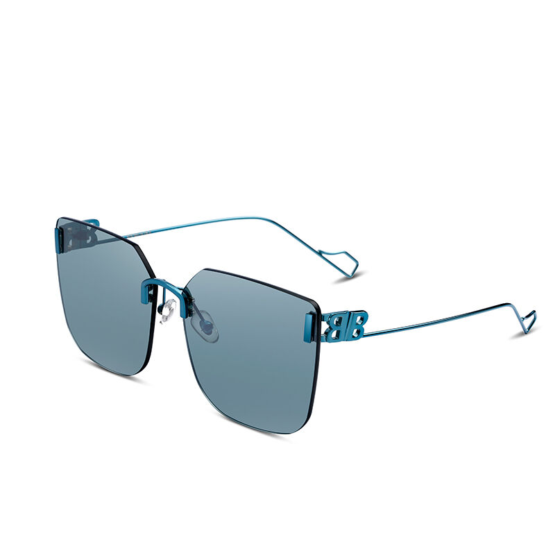 Jeulia "Schmetterling" Quadratische Randlose Blaue Damen Oversize-Sonnenbrille