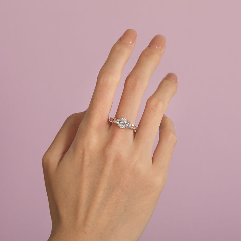 Jeulia Custom Infinity Oval Cut Engagement Ring Sterling Silver