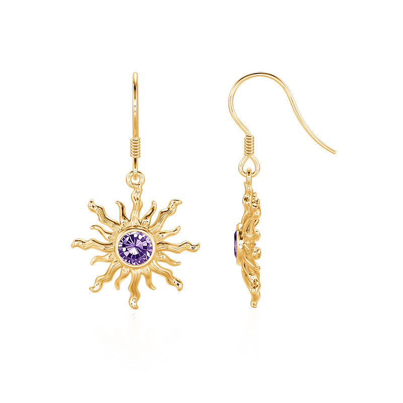 Jeulia Pendientes de Moda de Oro con Piedra de Amatista Bohemia