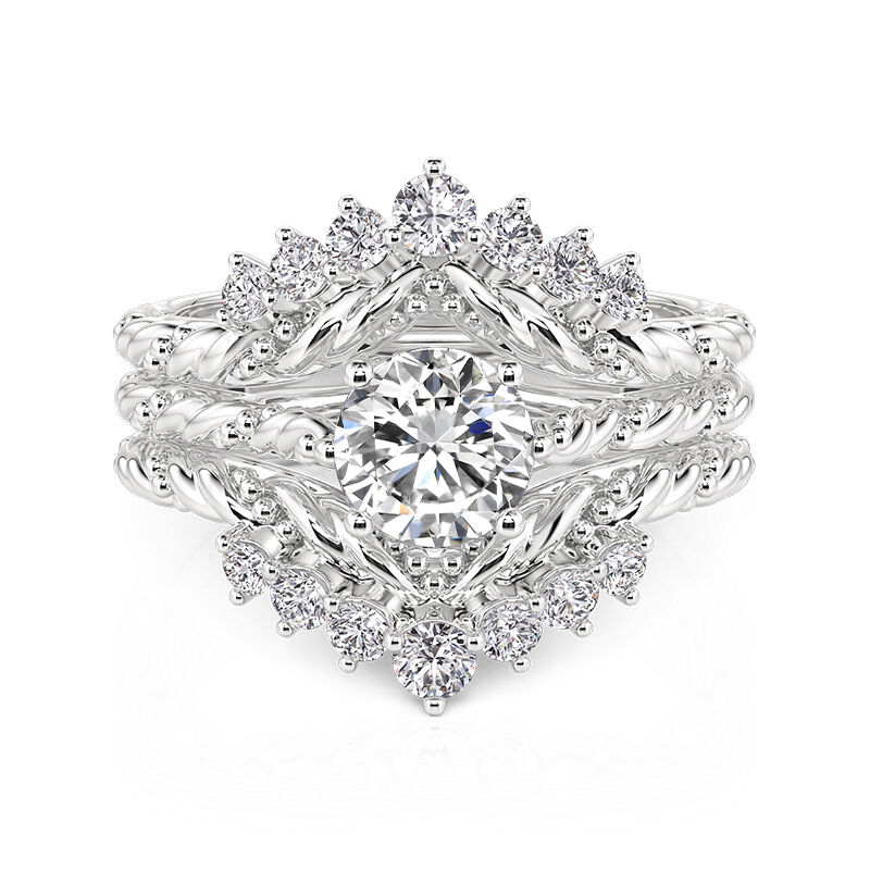 Jeulia Vintage Round Cut Twist Ring Set 2pcs