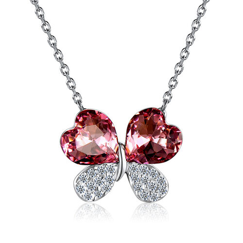 Jeulia "Glistening Butterfly" Crystal Sterling Silver Necklace