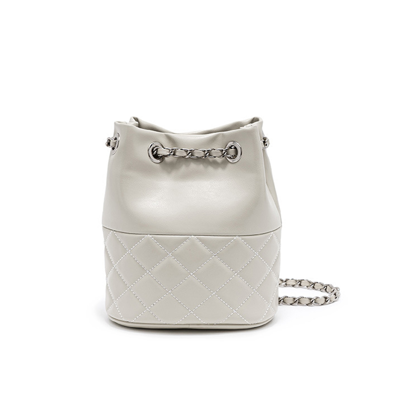 Jeulia Quilted Bucket Bag Mini Shoulder Bag Fashion Casual Leather Bucket Bag