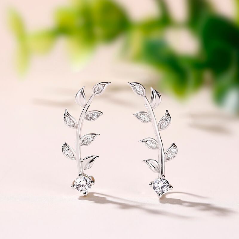 Jeulia Sterling Silver Leaves Earring Climber