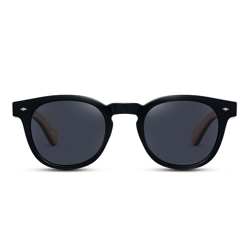 Jeulia "Vibrancy" Round Black Polarized Unisex Sunglasses