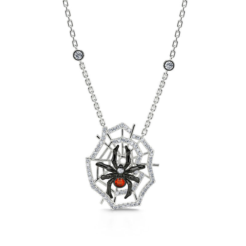 eulia Conjunto de joyas con araña y telaraña en dos tonos de plata de ley