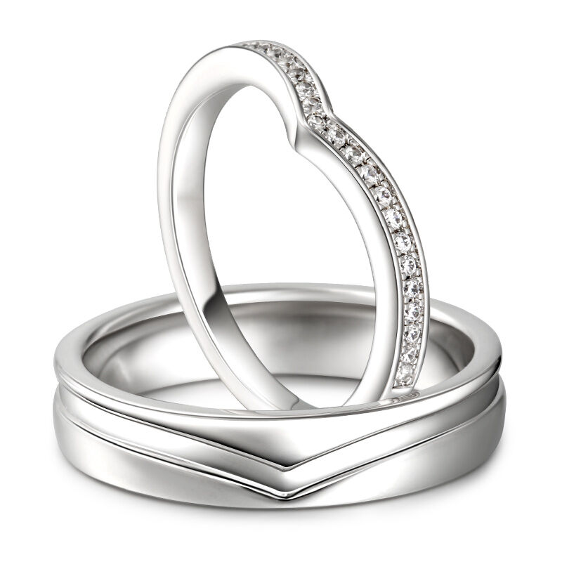 Jeulia "Everlasting Us" Sterling Silver Couple Rings