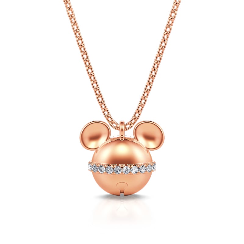 Jeulia "Cartoon Mouse" Rose Gold Tone Sterling Silver Necklace