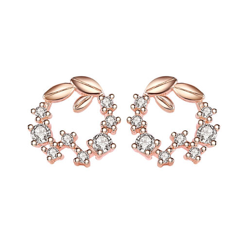 Jeulia Wreath Design Sterling Silver Stud Earrings