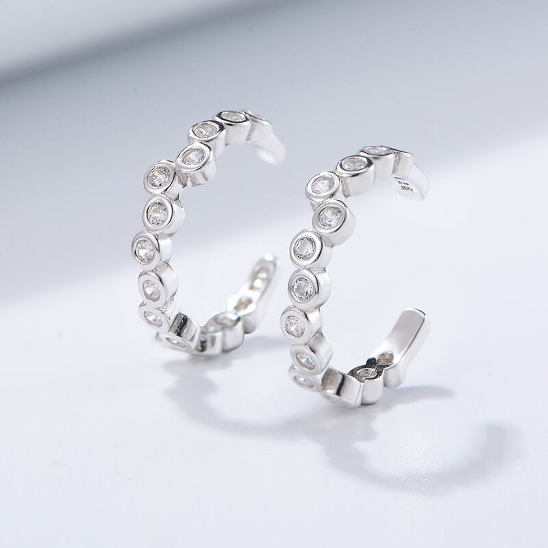 Jeulia Bubble Stones Sterling Silver Clip Earrings