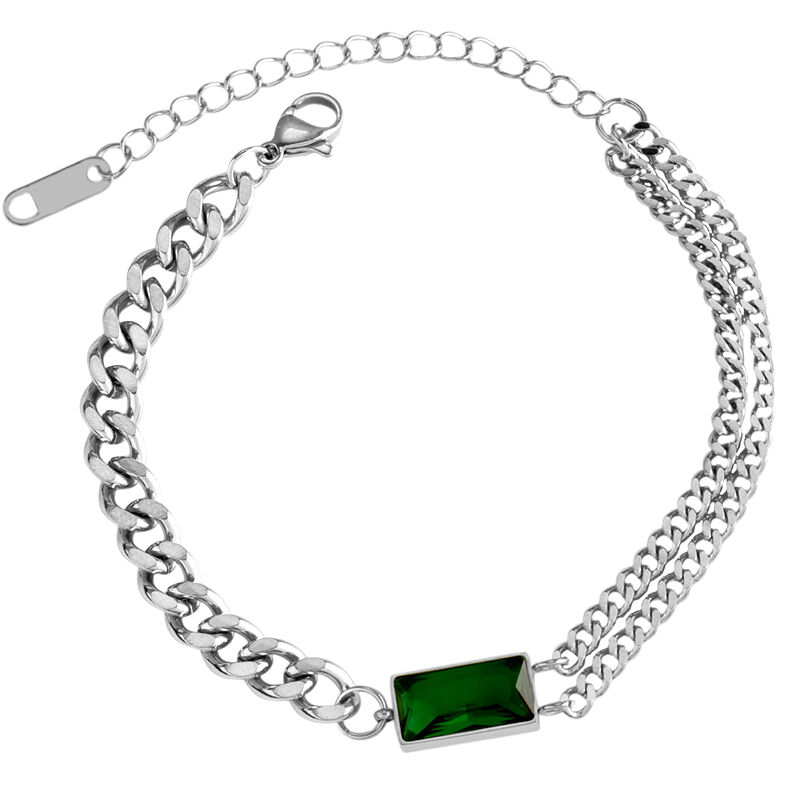 Jeulia Radiant Cut Chain Titanium Steel Bracelet