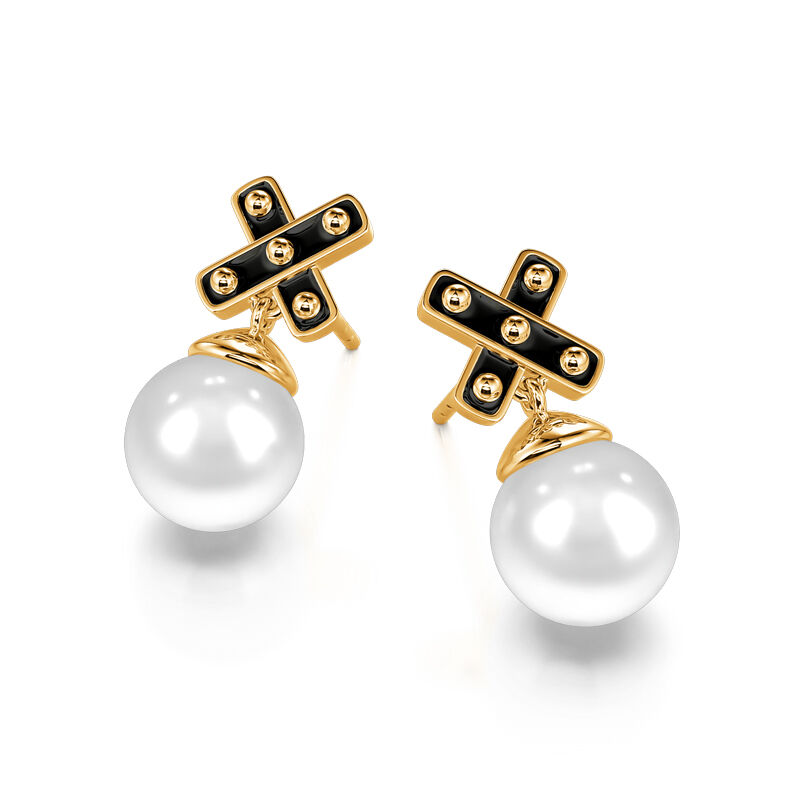 Jeulia "Ageless Glamour" Cultured Pearl Sterling Silver Drop Earrings