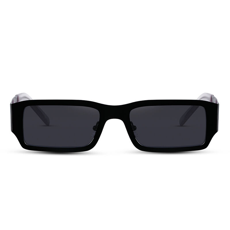 Jeulia "Perspective" Rectangle Black Metal Polarized Unisex Sunglasses