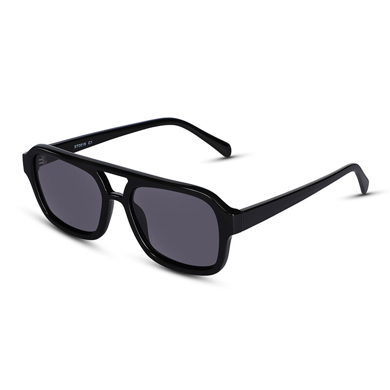 Jeulia Prostokątne czarne okulary przeciwsłoneczne unisex "W locie"