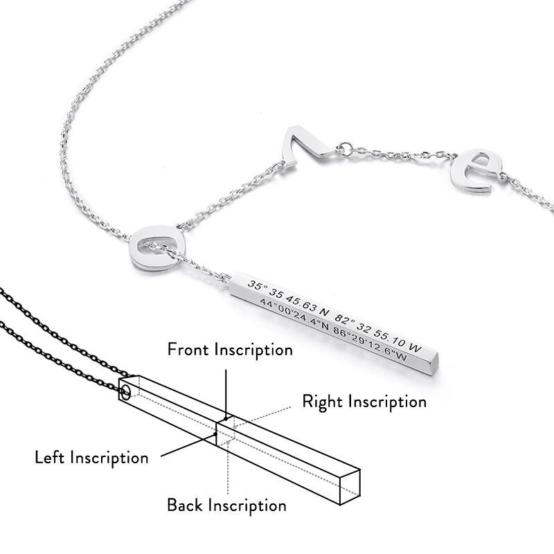 Jeulia “LOVE” Vertical Bar Personalized Sterling Silver Necklace