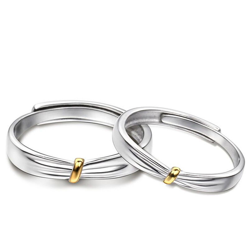 Jeulia "Lover Knot" två ton justerbar sterling silver par ringar