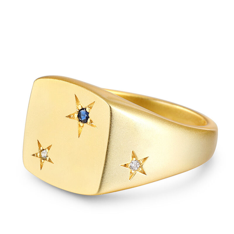 Jeulia Star Square Signet Sterling Silver Ring