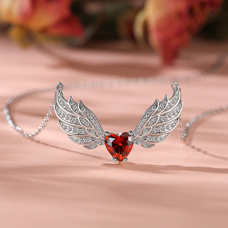 Jeulia "Love Journey" Heart Cut Wings Sterling Silver Necklace