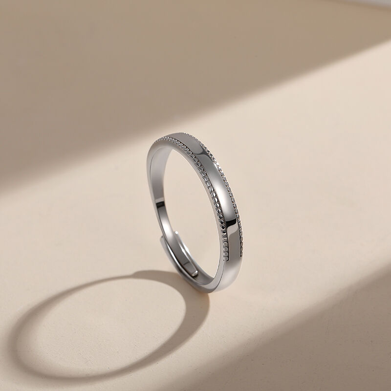 Jeulia Anillo Simple con Borde de Perlas Ajustable para Hombres