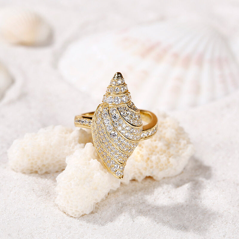 Jeulia Conch Shell Sterling Silver Ring