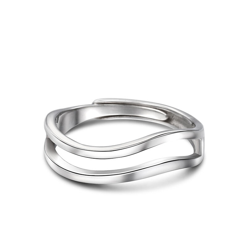 Jeulia "The Only Eternal Love" Simple Polished Adjustable Sterling Silver Men's Band