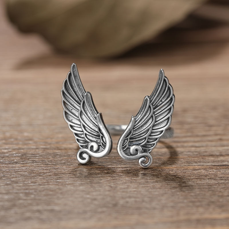 Jeulia Wings Design Sterling Silver Open Ring
