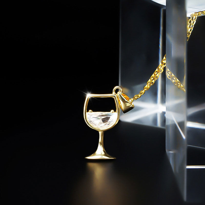 Jeulia Dainty Wine Glass Sterling Silver Necklace