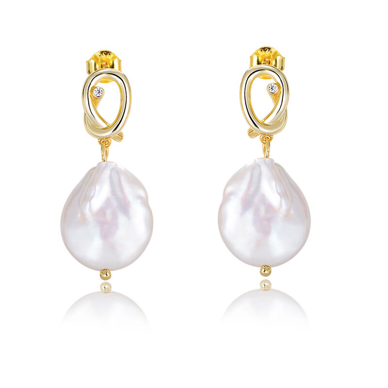 Jeulia Cultured Baroque Pearl Sterling Silver Drop Earrings