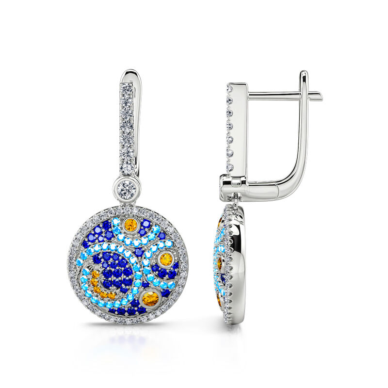 Jeulia "Pure Night" The Starry Night Inspired Sterling Silver Earrings
