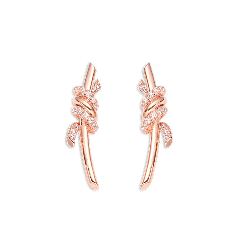 Jeulia Knot Design Sterling Silver Earrings
